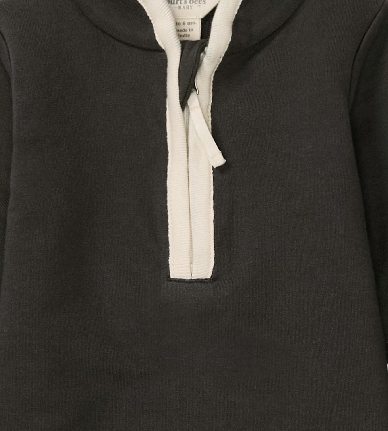 imageBurts Bees Baby babyboys Romper Jumpsuit 100 Organic Cotton Onepiece CoverallAsh Quarter Zip