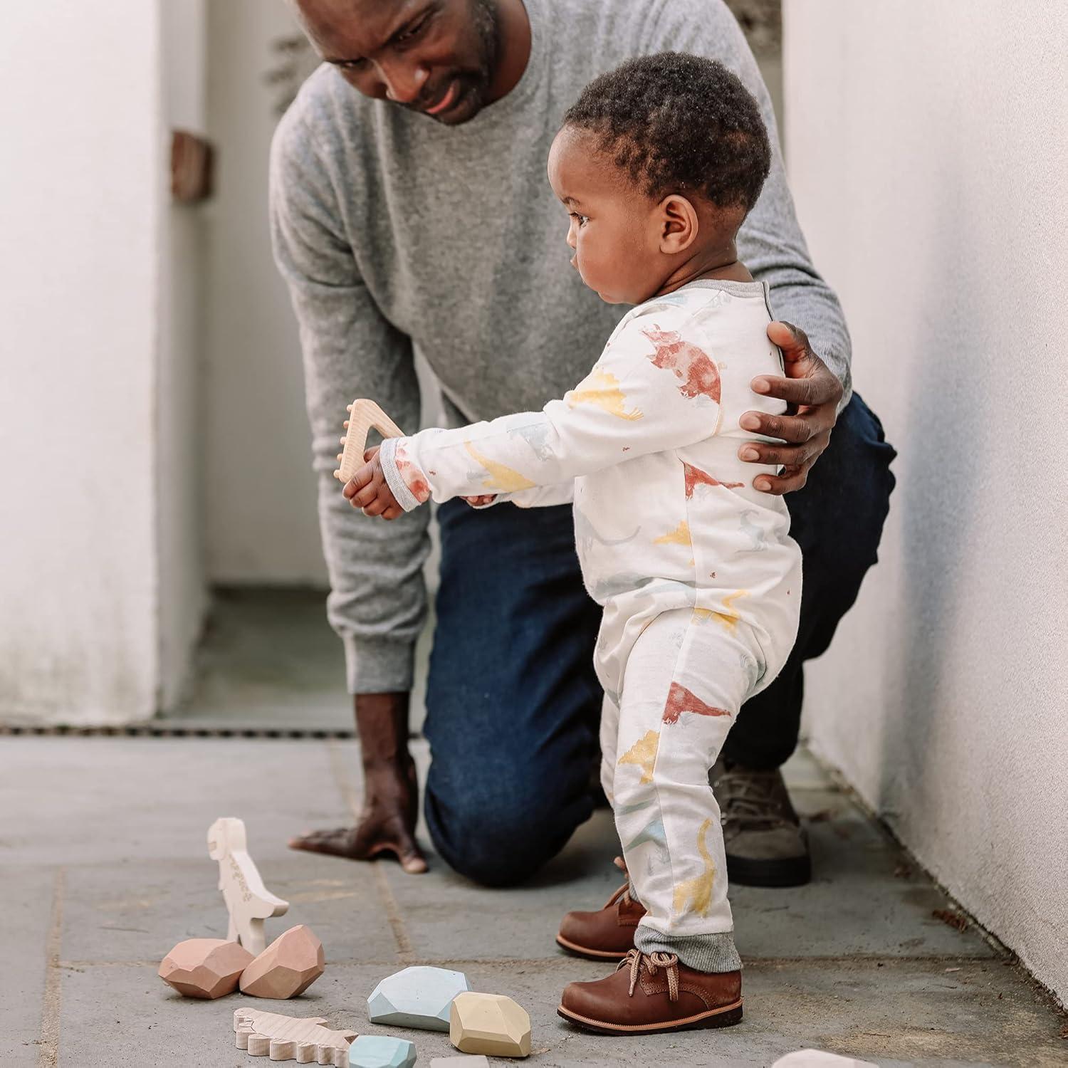 imageBurts Bees Baby babyboys Romper Jumpsuit 100 Organic Cotton Onepiece CoverallJurassic Territory