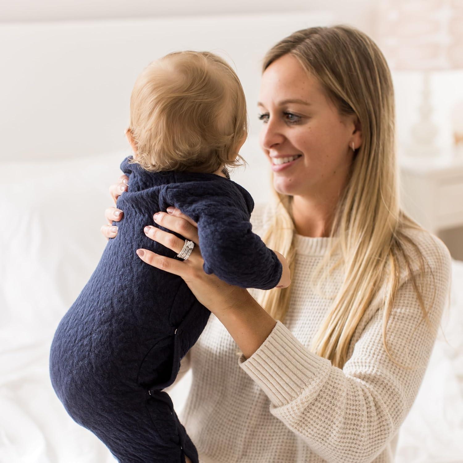 imageBurts Bees Baby babyboys Romper Jumpsuit 100 Organic Cotton Onepiece CoverallMidnight Quited Bee