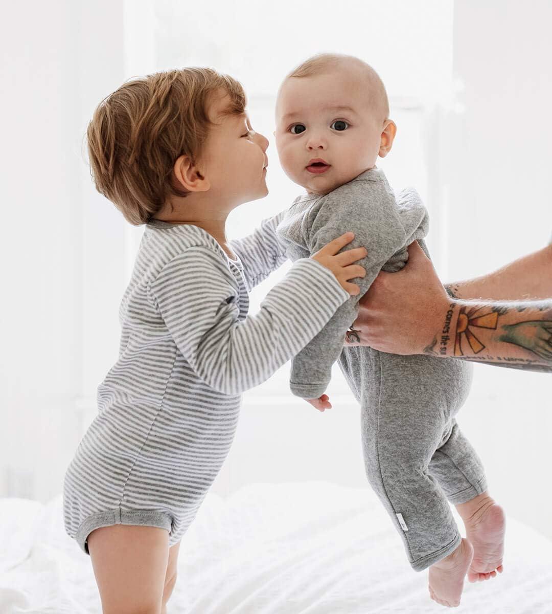 imageBurts Bees Baby babyboys Romper Jumpsuit 100 Organic Cotton Onepiece CoverallQuilted Heather Grey