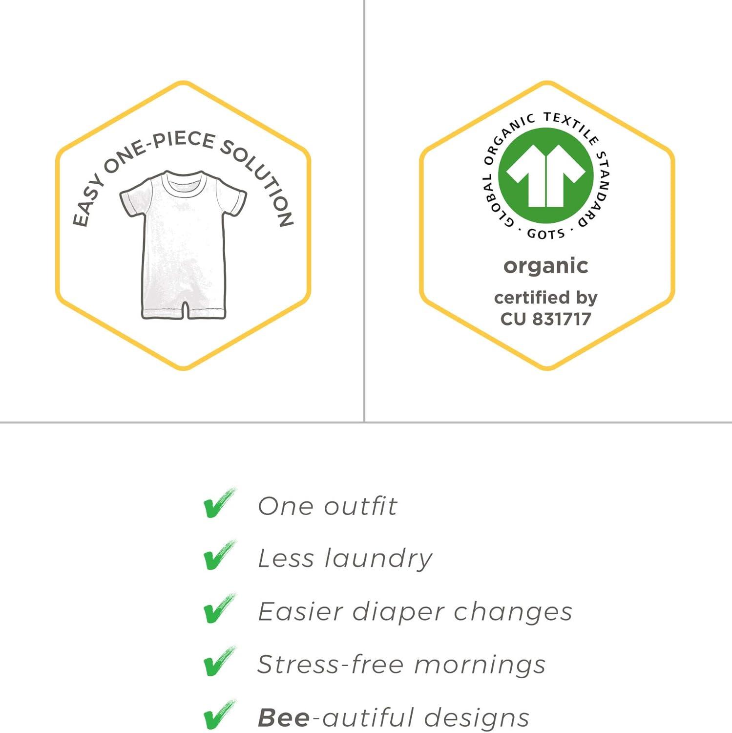 imageBurts Bees Baby babyboys Romper Jumpsuit 100 Organic Cotton Onepiece CoverallQuilted Heather Grey