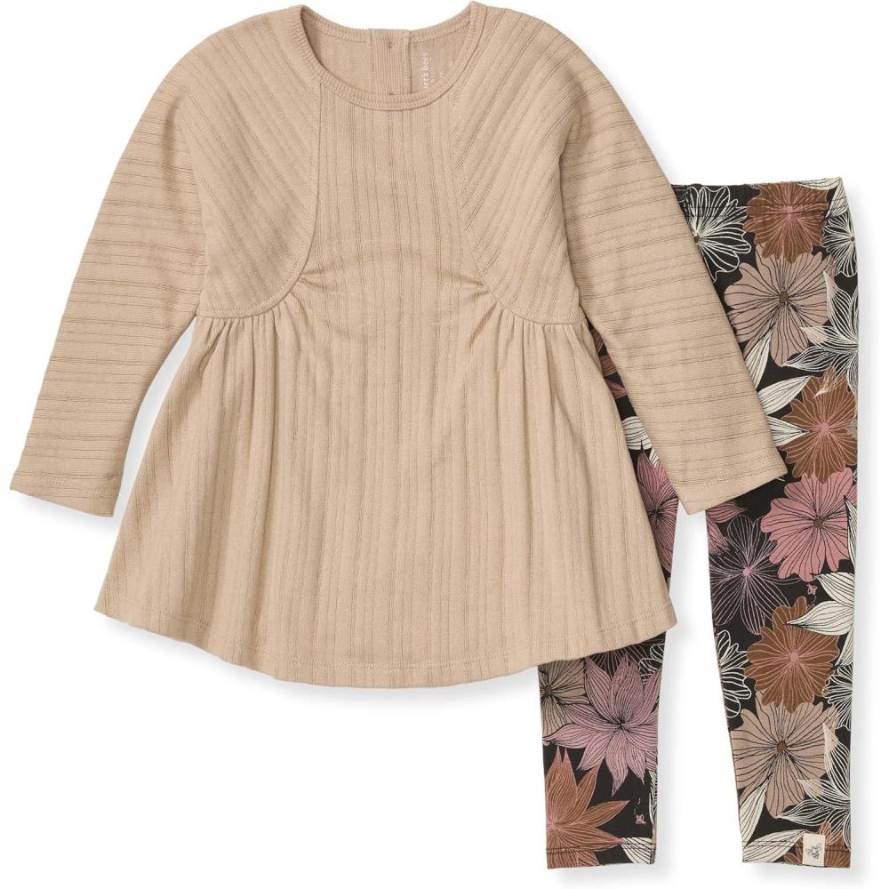 imageBurts Bees Baby Baby Girls Long Sleeve Top and Pant Set 100 Organic Cotton OutfitChunky Rib Set