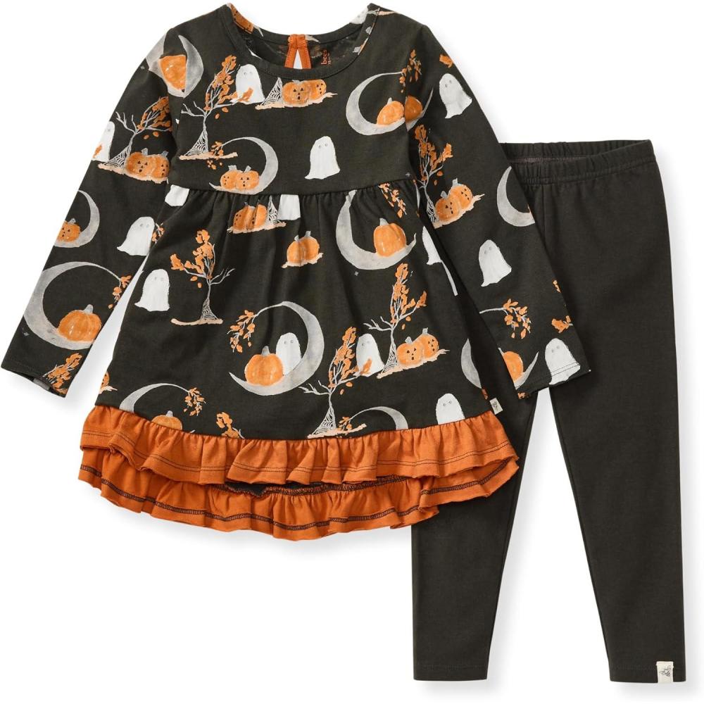 imageBurts Bees Baby Baby Girls Long Sleeve Top and Pant Set 100 Organic Cotton OutfitMoonlight Fright