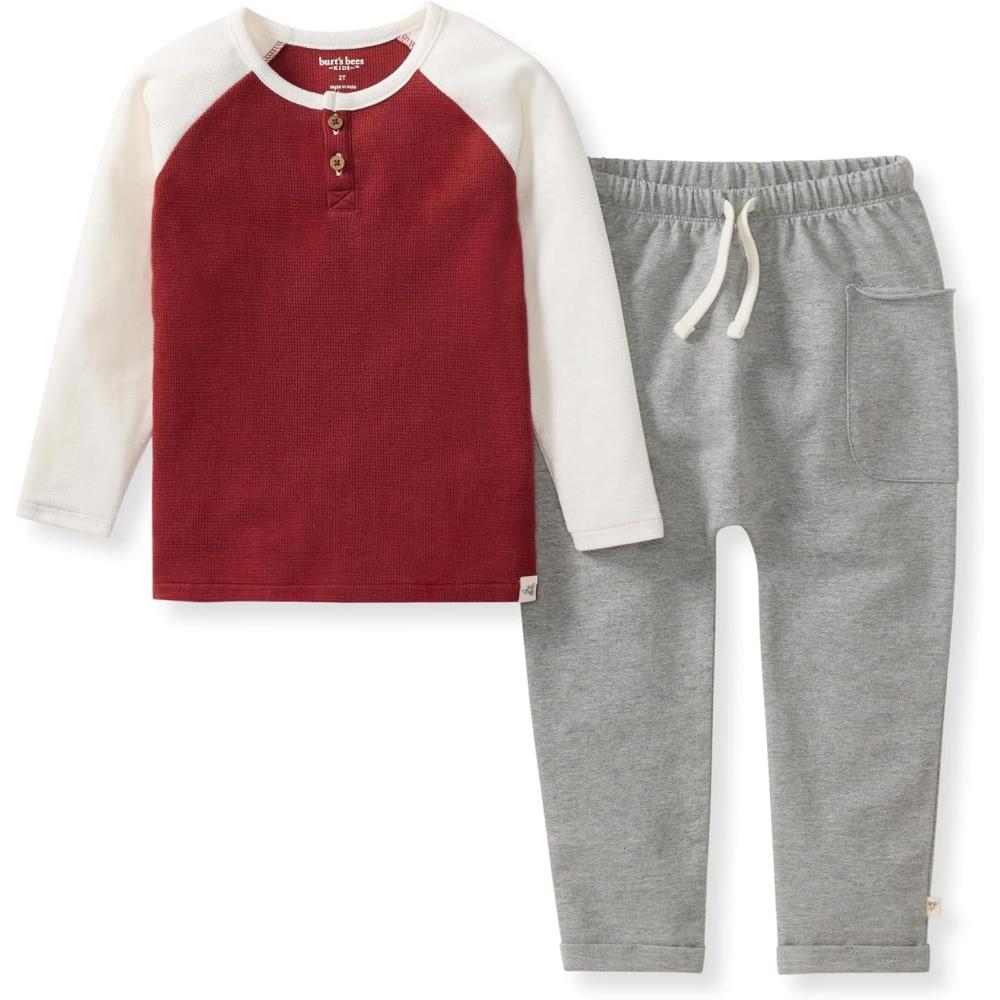 imageBurts Bees Baby Boys Shirt and Pant Set Long Sleeve Top amp Bottom Outfit Bundle 100 Organic CottonBrick Thermal