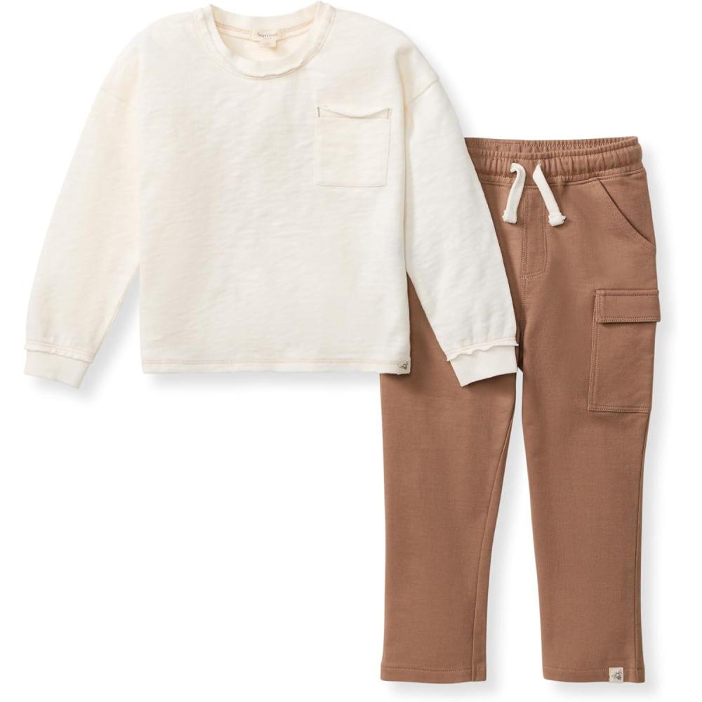 imageBurts Bees Baby Boys Shirt and Pant Set Long Sleeve Top amp Bottom Outfit Bundle 100 Organic CottonChunky Slub Tee Set