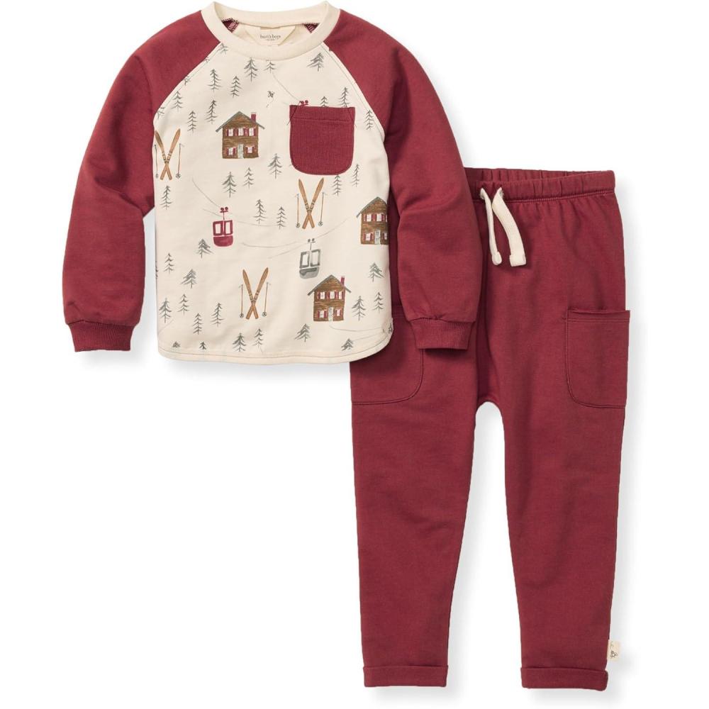 imageBurts Bees Baby Boys Shirt and Pant Set Long Sleeve Top amp Bottom Outfit Bundle 100 Organic CottonHoliday in the Alps