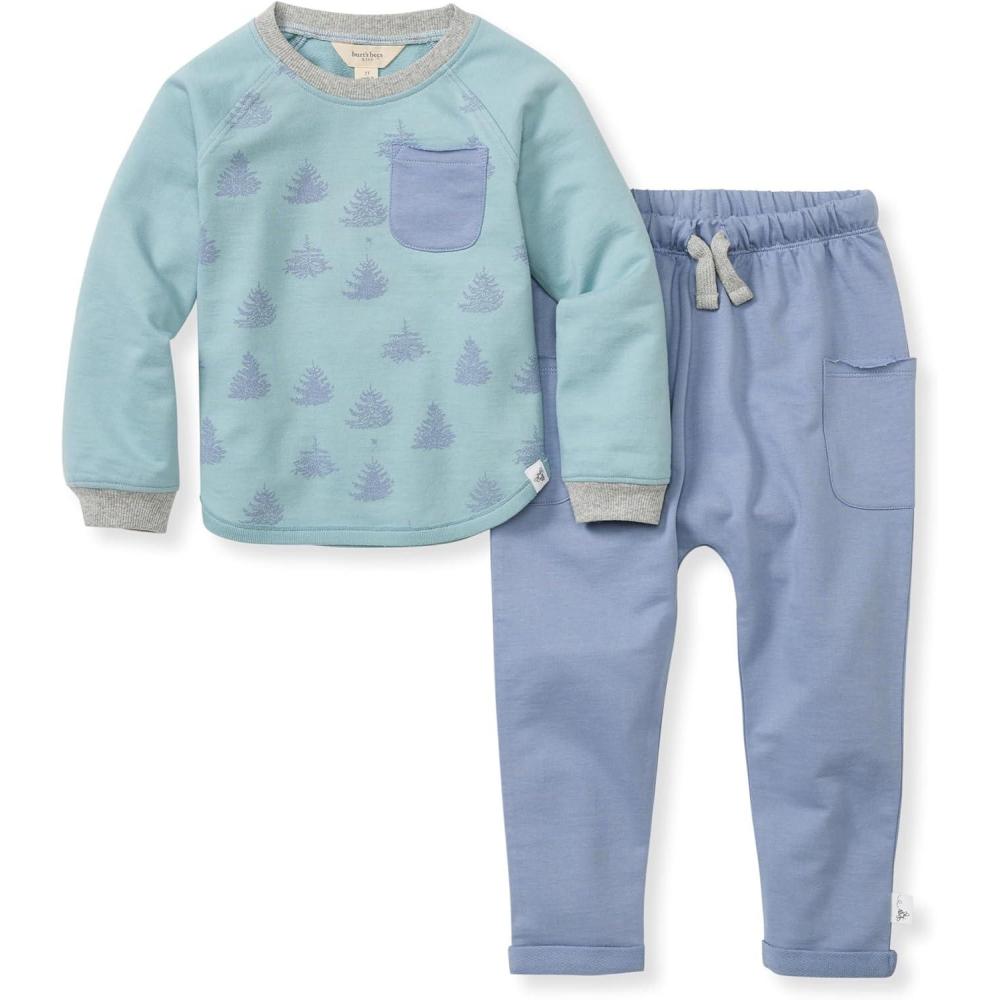 imageBurts Bees Baby Boys Shirt and Pant Set Long Sleeve Top amp Bottom Outfit Bundle 100 Organic CottonIcy Trees