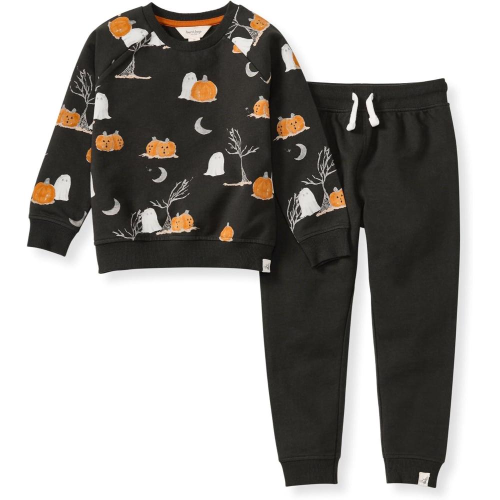 imageBurts Bees Baby Boys Shirt and Pant Set Long Sleeve Top amp Bottom Outfit Bundle 100 Organic CottonMidnight Fright