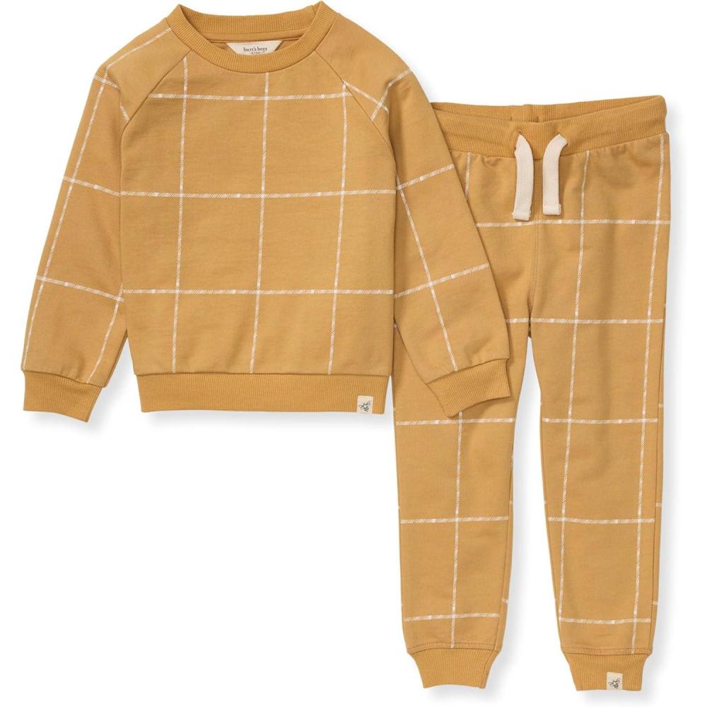 imageBurts Bees Baby Boys Shirt and Pant Set Long Sleeve Top amp Bottom Outfit Bundle 100 Organic CottonWindow Plaid