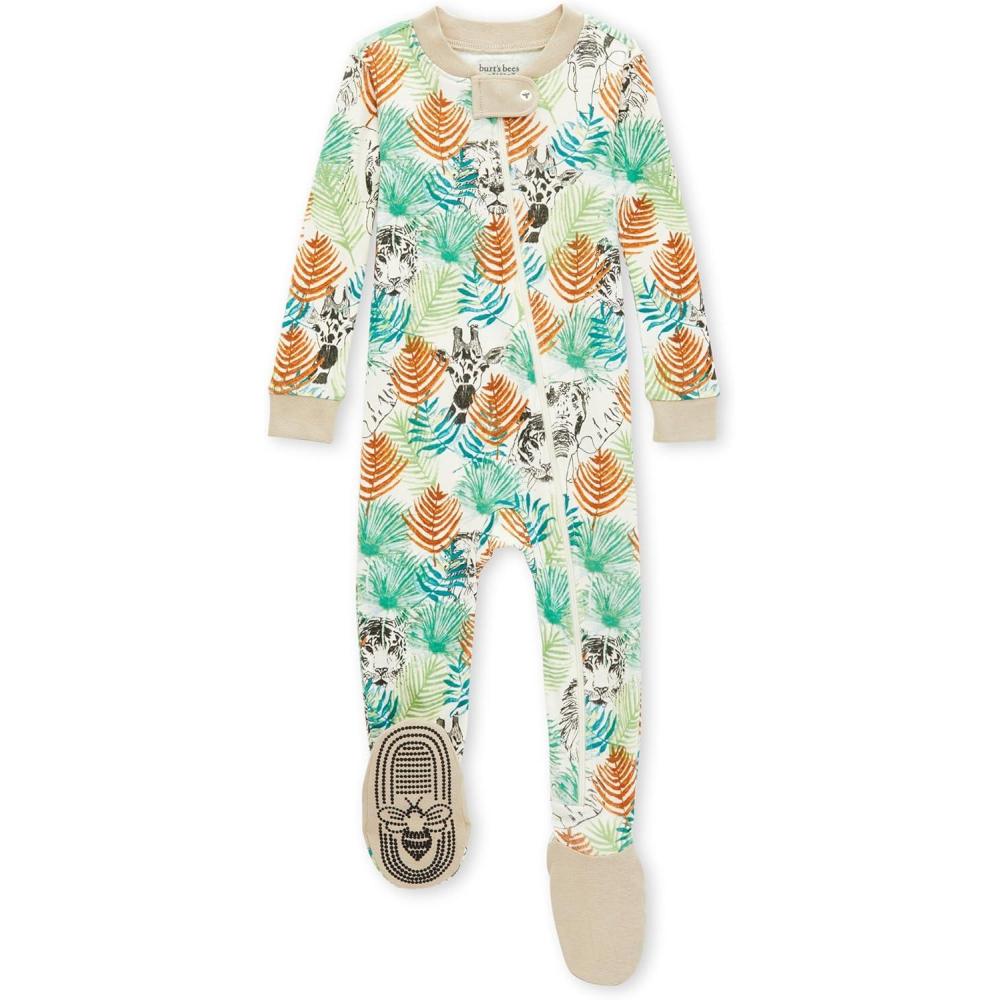 imageBurts Bees Baby Boys Sleep and Play PJs 100 Organic Cotton OnePiece Zip Front Romper Jumpsuit PajamasJungle Love