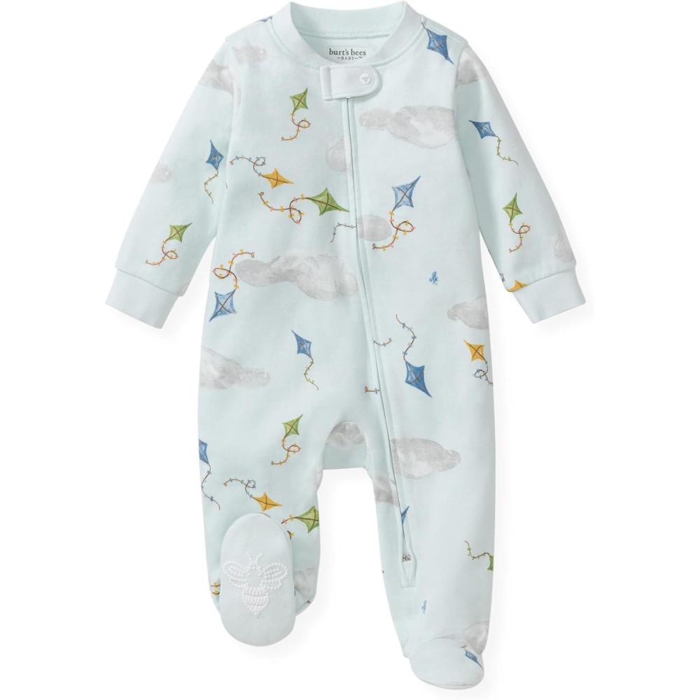 imageBurts Bees Baby Boys Sleep and Play PJs 100 Organic Cotton OnePiece Zip Front Romper Jumpsuit PajamasKite Festival