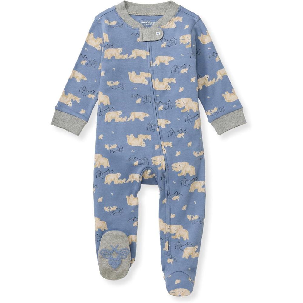 imageBurts Bees Baby Boys Sleep and Play PJs 100 Organic Cotton OnePiece Zip Front Romper Jumpsuit PajamasPolar Mountain