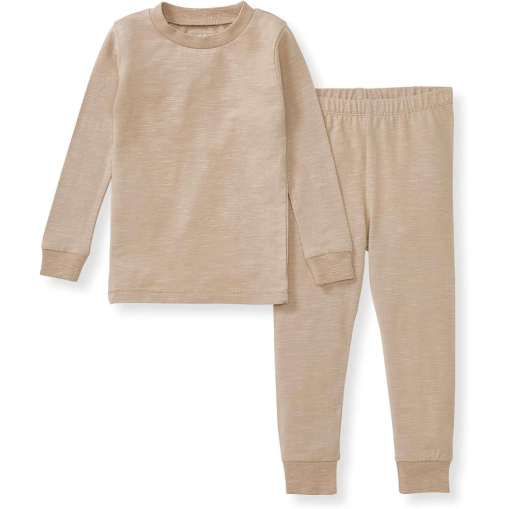 imageBurts Bees Baby babyboys Honeysoft Pajamas Tee and Pant 2piece Pj Set Soft Organic Cotton amp Lyocell BlendNeutral Jersey Slub