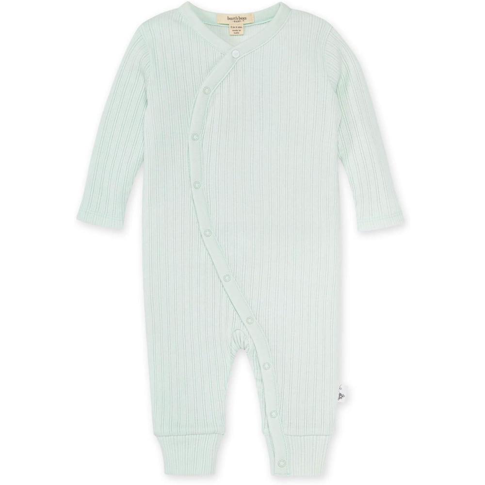 imageBurts Bees Baby babyboys Romper Jumpsuit 100 Organic Cotton Onepiece CoverallMint Sweet Rib Wrap