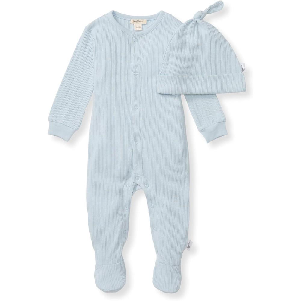 imageBurts Bees Baby babyboys Romper Jumpsuit 100 Organic Cotton Onepiece CoverallOcean Sweet Rib