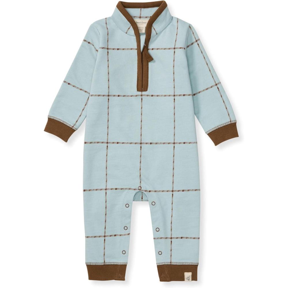 imageBurts Bees Baby babyboys Romper Jumpsuit 100 Organic Cotton Onepiece CoverallWindow Plaid