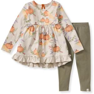 Burt’s Bees Baby Baby Girls Long Sleeve Top and Pant Set, 100% Organic Cotton Outfit(Autumn Feels)