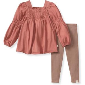 Burt’s Bees Baby Baby Girls Long Sleeve Top and Pant Set, 100% Organic Cotton Outfit(Cedar Smocked)