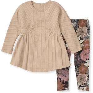 Burt’s Bees Baby Baby Girls Long Sleeve Top and Pant Set, 100% Organic Cotton Outfit(Chunky Rib Set)