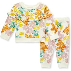 Burt’s Bees Baby Baby Girls Long Sleeve Top and Pant Set, 100% Organic Cotton Outfit(Foliage Floral)