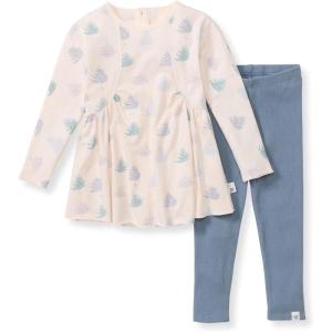 Burt’s Bees Baby Baby Girls Long Sleeve Top and Pant Set, 100% Organic Cotton Outfit(Icey Trees)
