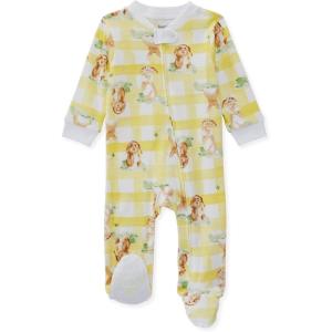 Burt’s Bees Baby Boys Sleep and Play PJs, 100% Organic Cotton One-Piece Zip Front Romper Jumpsuit Pajamas(Bunny Plaid)