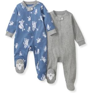 Burt’s Bees Baby Boys Sleep and Play PJs, 100% Organic Cotton One-Piece Zip Front Romper Jumpsuit Pajamas(Play Ball)