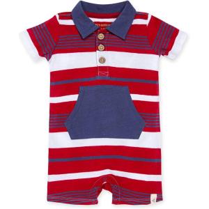 Burt’s Bees Baby baby-boys Romper Jumpsuit, 100% Organic Cotton One-piece Coverall(Cherry Multi Stripe)