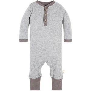 Burt’s Bees Baby baby-boys Romper Jumpsuit, 100% Organic Cotton One-piece Coverall(Heather Grey Henley)