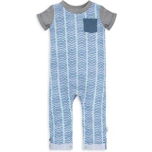 Burt’s Bees Baby baby-boys Romper Jumpsuit, 100% Organic Cotton One-piece Coverall(Watercolor Chevron)