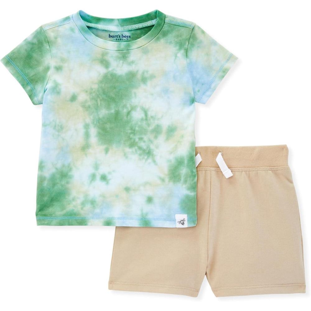 imageBurts Bees Baby Boys Shirt and Pant Set Top amp Shorts Outfit Bundle 100 Organic CottonExplorer Tie Dye Tee