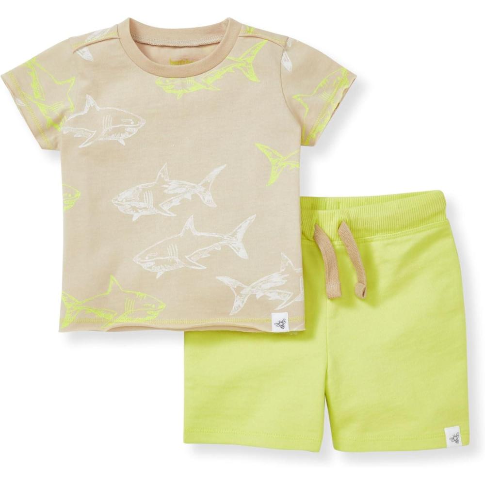 imageBurts Bees Baby Boys Shirt and Pant Set Top amp Shorts Outfit Bundle 100 Organic CottonGreat White Shark