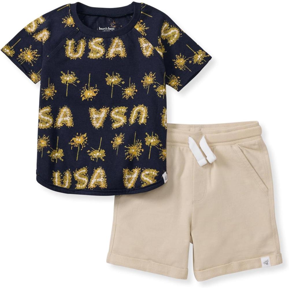 imageBurts Bees Baby Boys Shirt and Pant Set Top amp Shorts Outfit Bundle 100 Organic CottonUsa