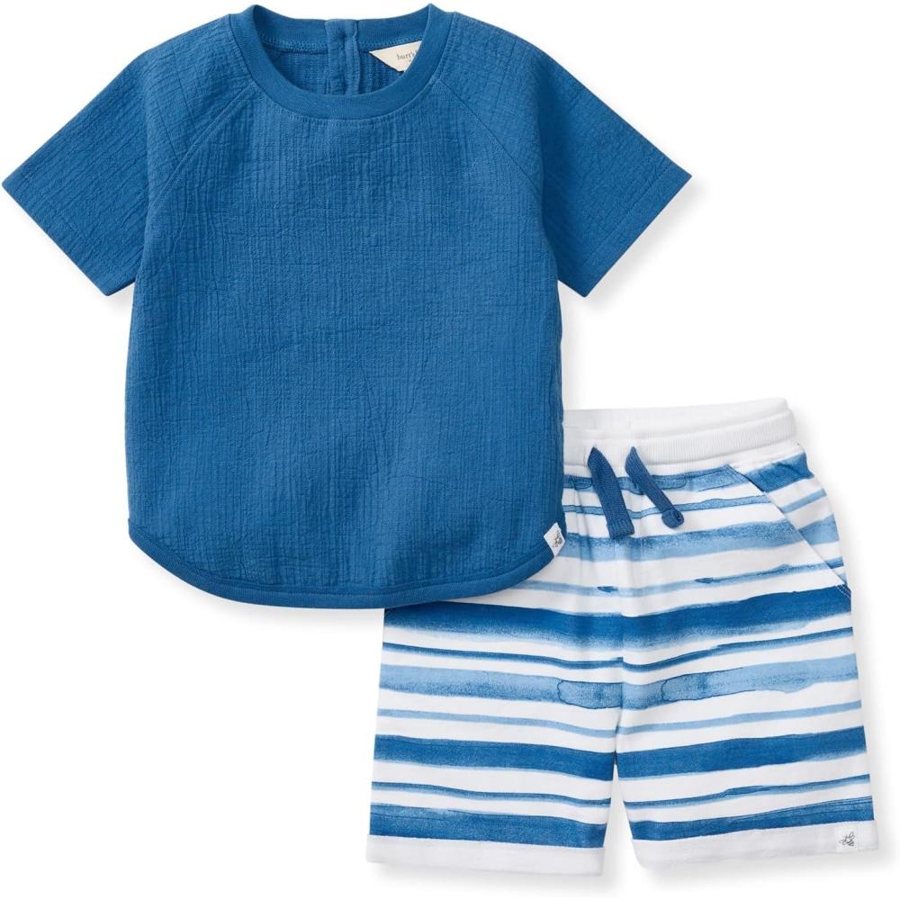 imageBurts Bees Baby Boys Shirt and Pant Set Top amp Shorts Outfit Bundle 100 Organic CottonWatercolor Stripes