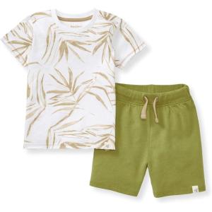 Burt’s Bees Baby Boys Shirt and Pant Set, Top & Shorts Outfit Bundle, 100% Organic Cotton(Shady Palms)