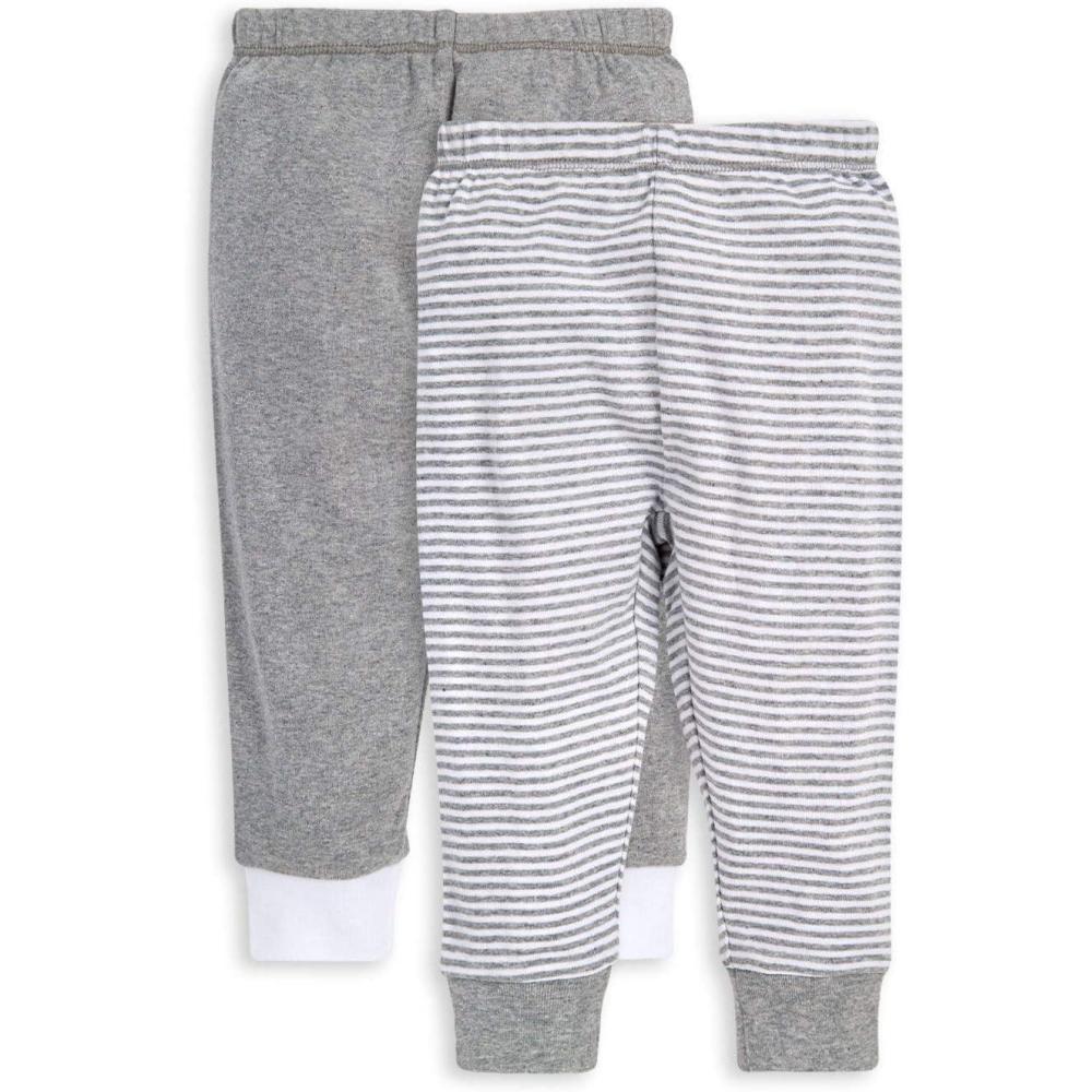 imageBurts Bees Baby unisexbaby Knit Jogger Pants Baby Sweatpants 100 Organic Cotton Infant BottomsGrey SolidStripes 2pk