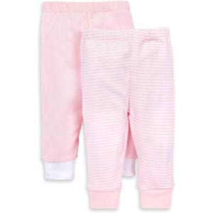 Burt’s Bees Baby unisex-baby Knit Jogger Pants, Baby Sweatpants, 100% Organic Cotton Infant Bottoms(Blossom Solid/Stripes 2-pk)
