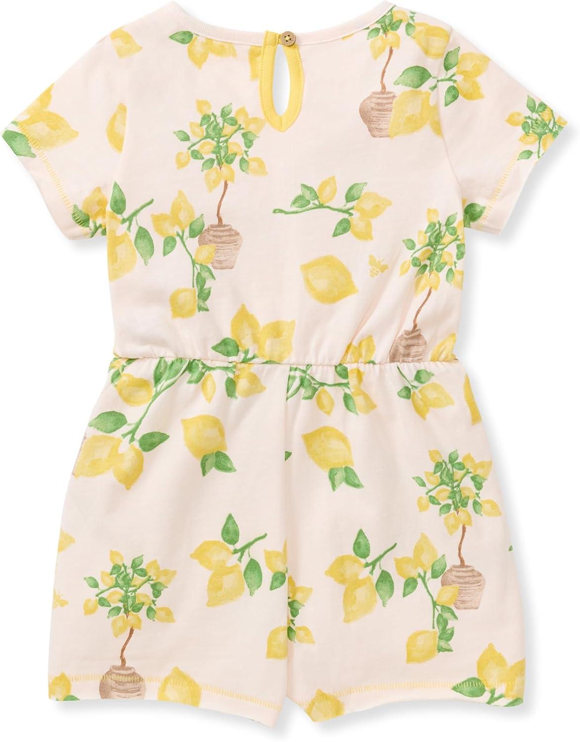 imageBurts Bees Baby Baby Girls Romper 100 Organic Cotton Onepiece Shortall and Layette Set Girl OutfitIsland Lemons