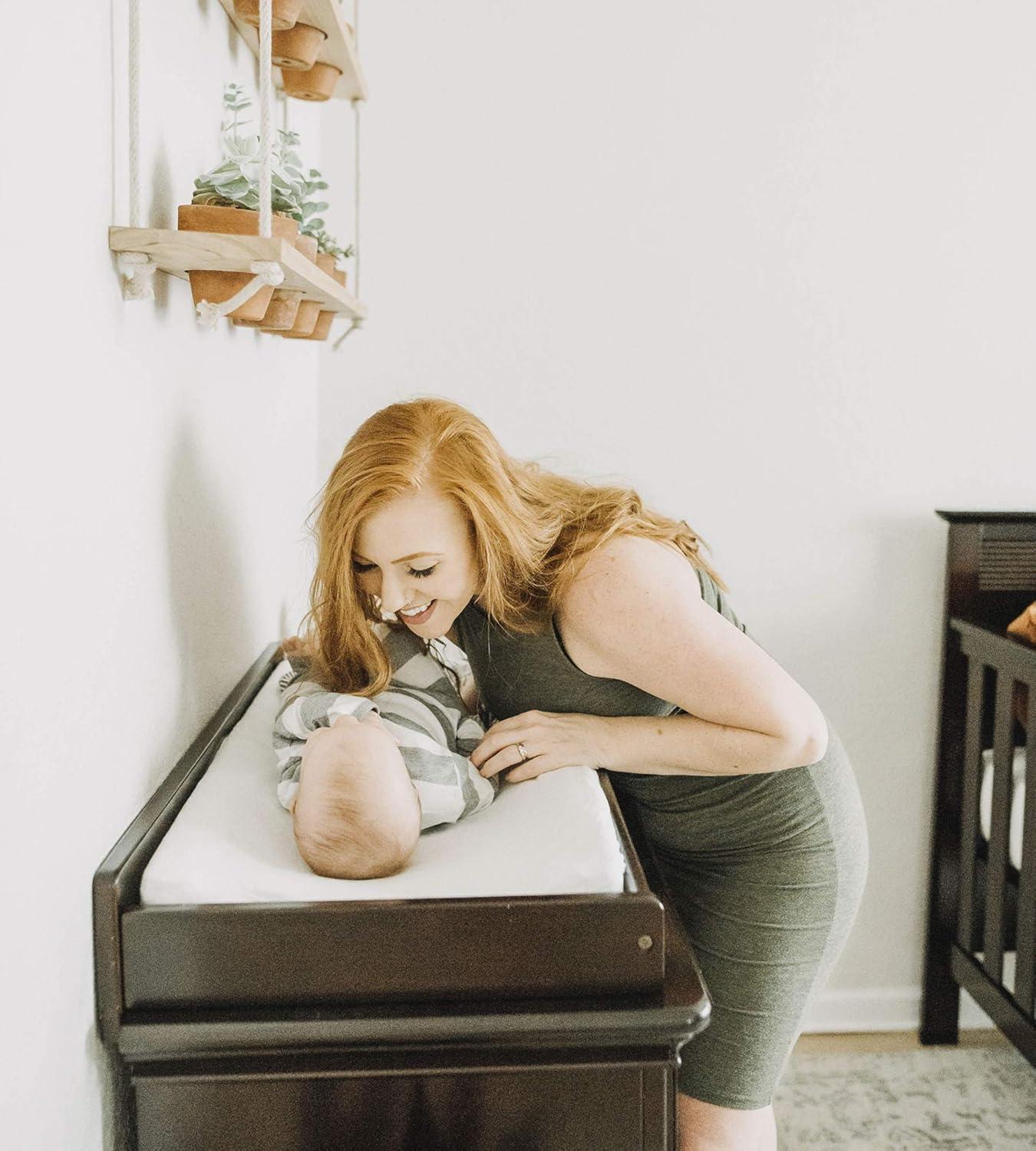 imageBurts Bees Baby Changing Pad Cover 100 Organic Jersey Cotton Changing Pad Liner for Standard 16 x 32 Inch Changing MatsCloud White