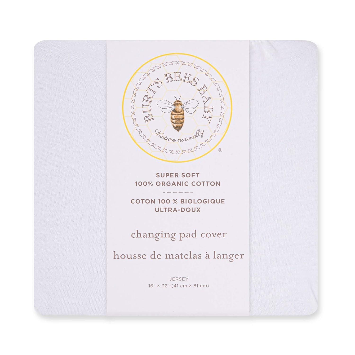 imageBurts Bees Baby Changing Pad Cover 100 Organic Jersey Cotton Changing Pad Liner for Standard 16 x 32 Inch Changing MatsCloud White