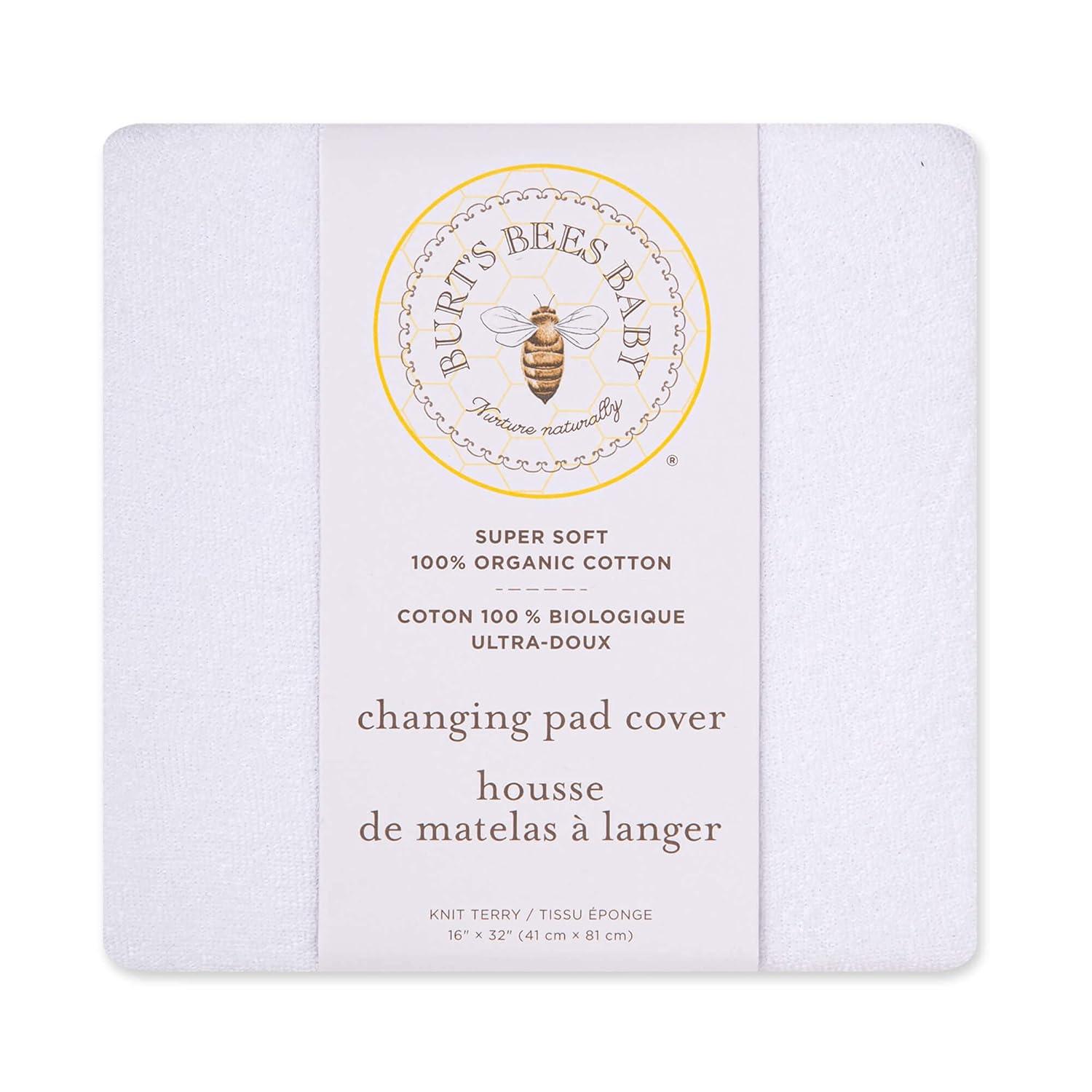 imageBurts Bees Baby Changing Pad Cover 100 Organic Jersey Cotton Changing Pad Liner for Standard 16 x 32 Inch Changing MatsCloud White