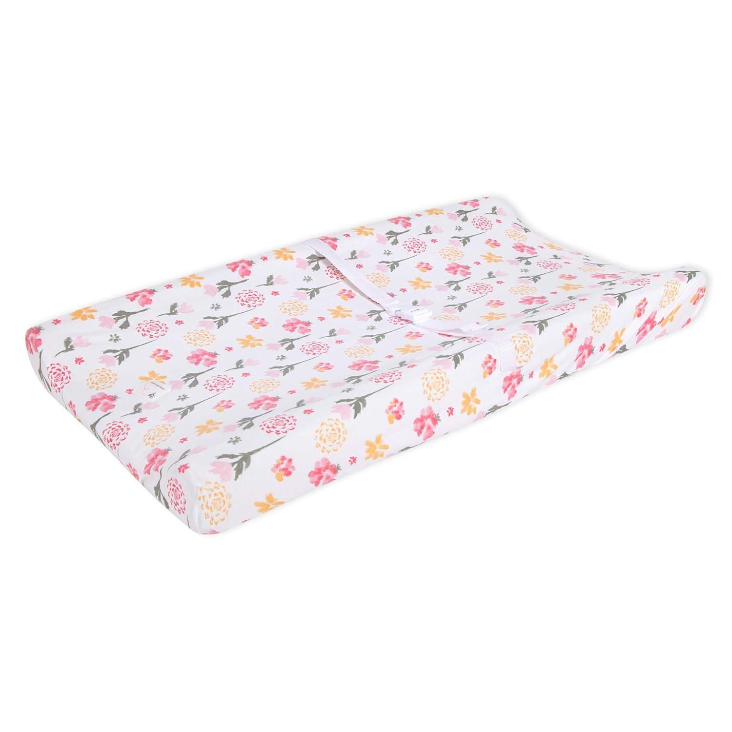 imageBurts Bees Baby Changing Pad Cover 100 Organic Jersey Cotton Changing Pad Liner for Standard 16 x 32 Inch Changing MatsFlorals