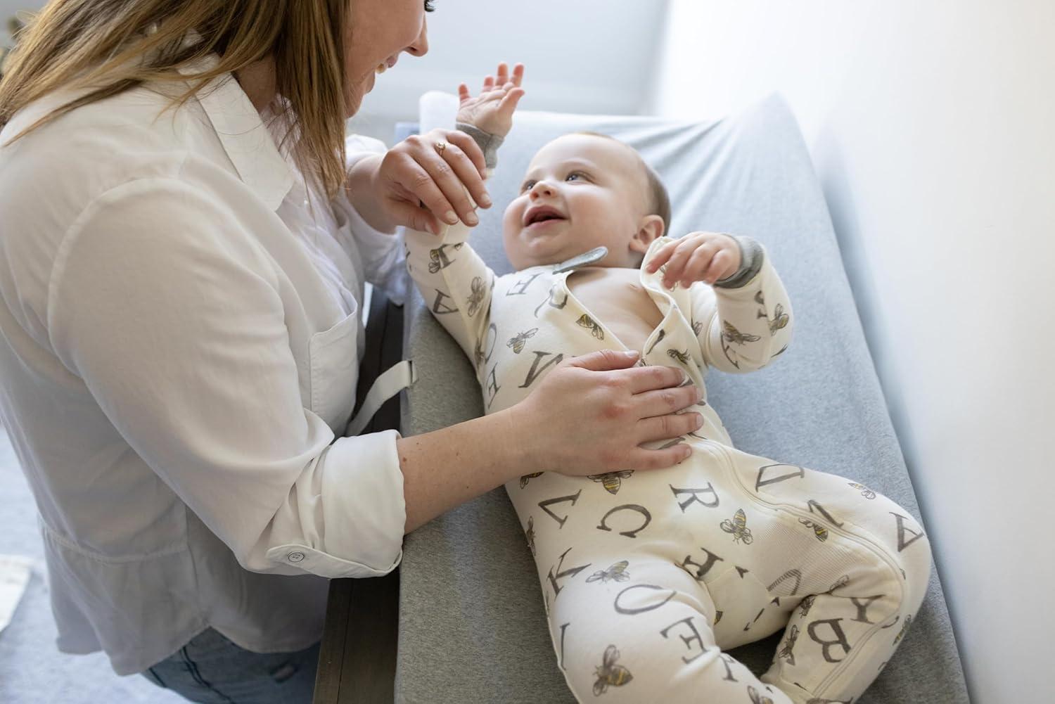 imageBurts Bees Baby Changing Pad Cover 100 Organic Jersey Cotton Changing Pad Liner for Standard 16 x 32 Inch Changing MatsHeather Grey