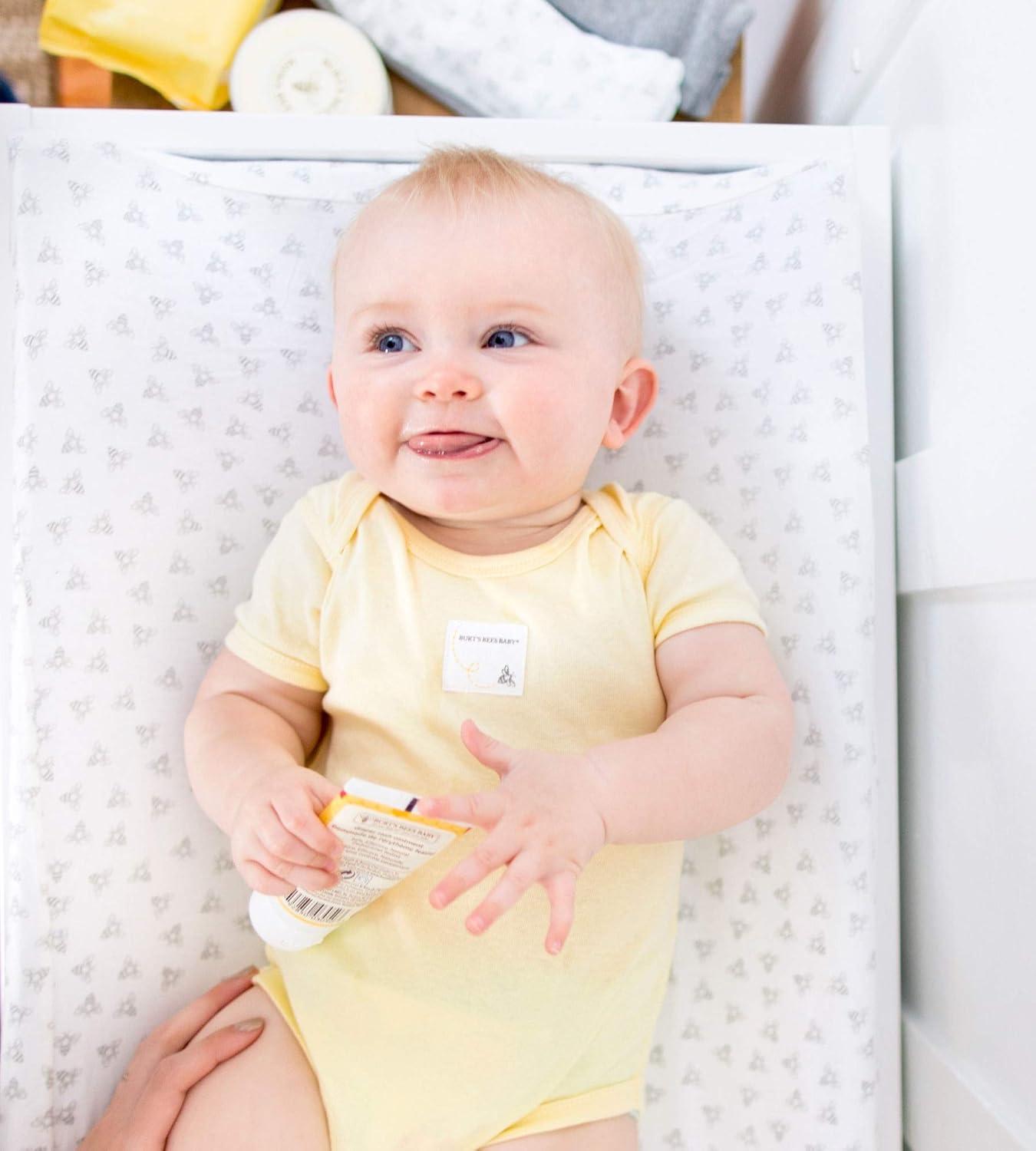 imageBurts Bees Baby Changing Pad Cover 100 Organic Jersey Cotton Changing Pad Liner for Standard 16 x 32 Inch Changing MatsHeather Grey Honeybee