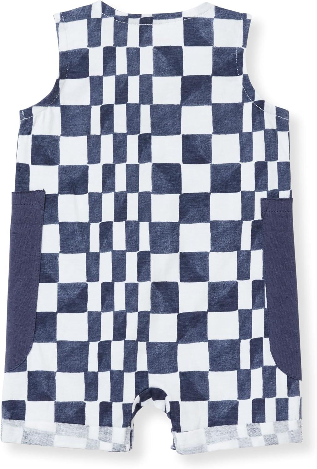 imageBurts Bees Baby babyboys Sleeveless Romper 100 Organic Cotton Onepiece Romper SuitBlue Smoke Check