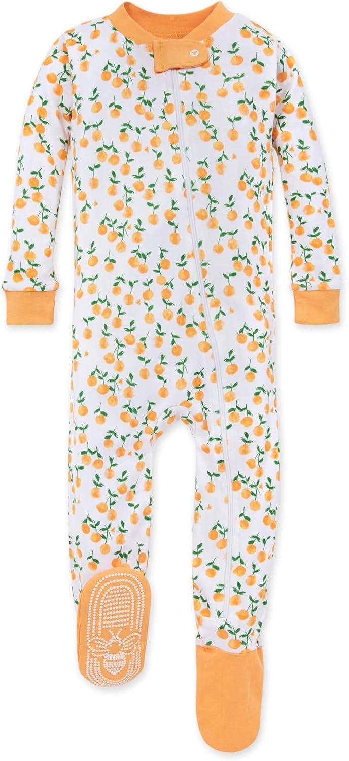 imageBurts Bees Baby babygirls Zipup Footed Sleeper Pj amp Set of Bibs Gift Bundle 100 Organic CottonOranges Avocados Carrots