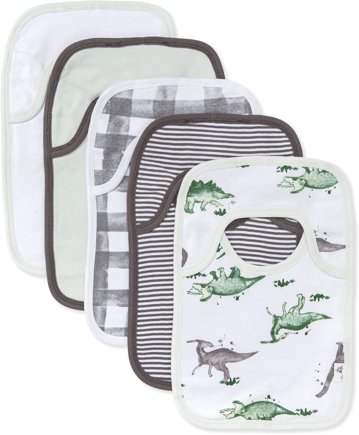 imageBurts Bees Baby babygirls Zipup Footed Sleeper Pj amp Set of Bibs Gift Bundle 100 Organic CottonStripes Herbivores