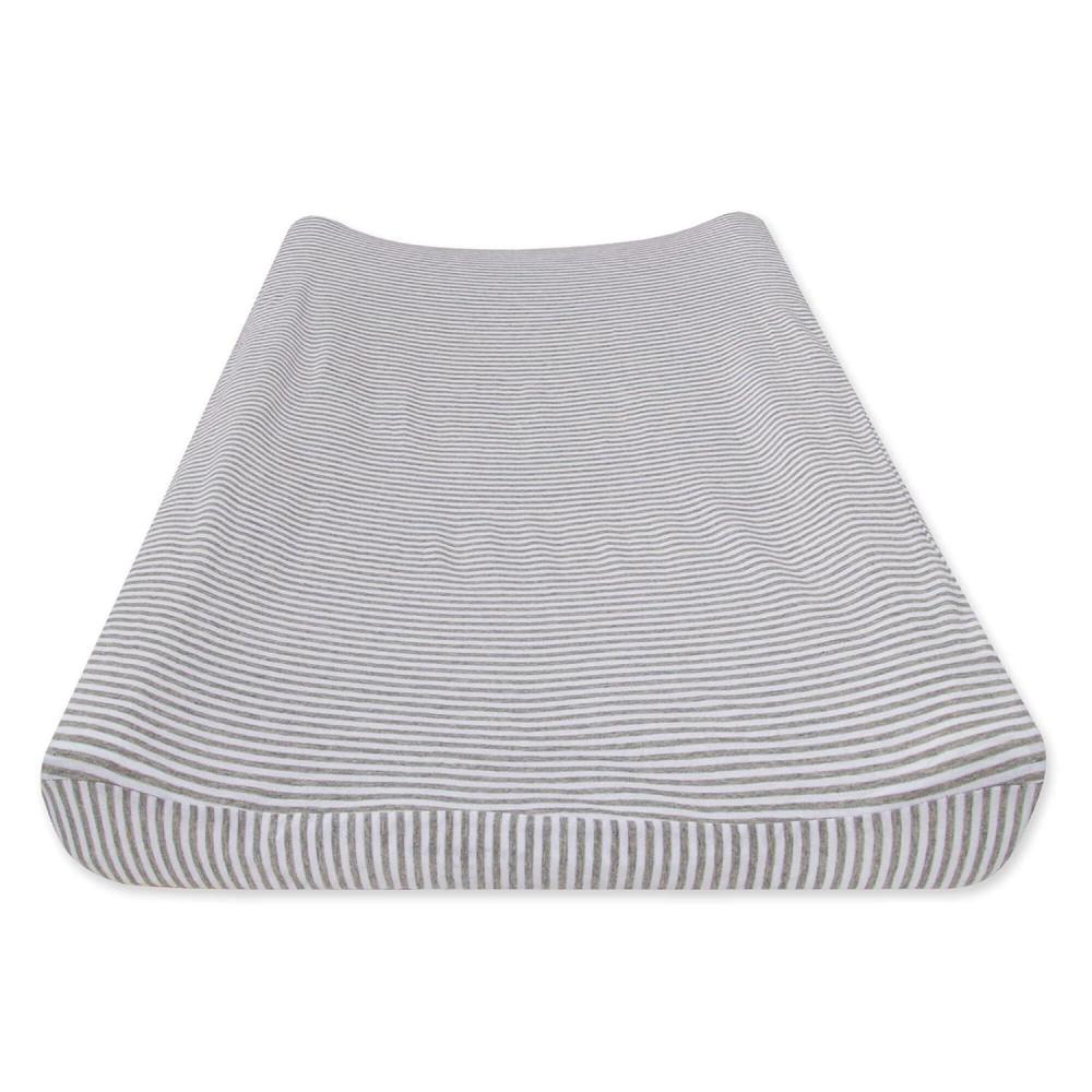 imageBurts Bees Baby Changing Pad Cover 100 Organic Jersey Cotton Changing Pad Liner for Standard 16 x 32 Inch Changing MatsHeather Grey Stripe