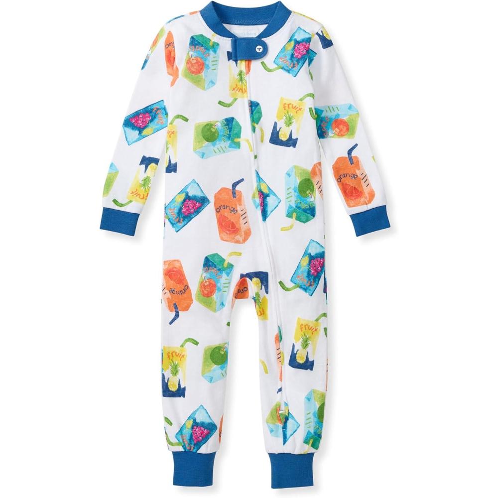 imageBurts Bees Baby babyboys Sleepers 100 Organic Cotton Onepiece Pjs Diagonal Zip Up Jumpsuit Snug Fit Footless Pajamas With Snap Tab in Sizes 12 18 and 24 Months
