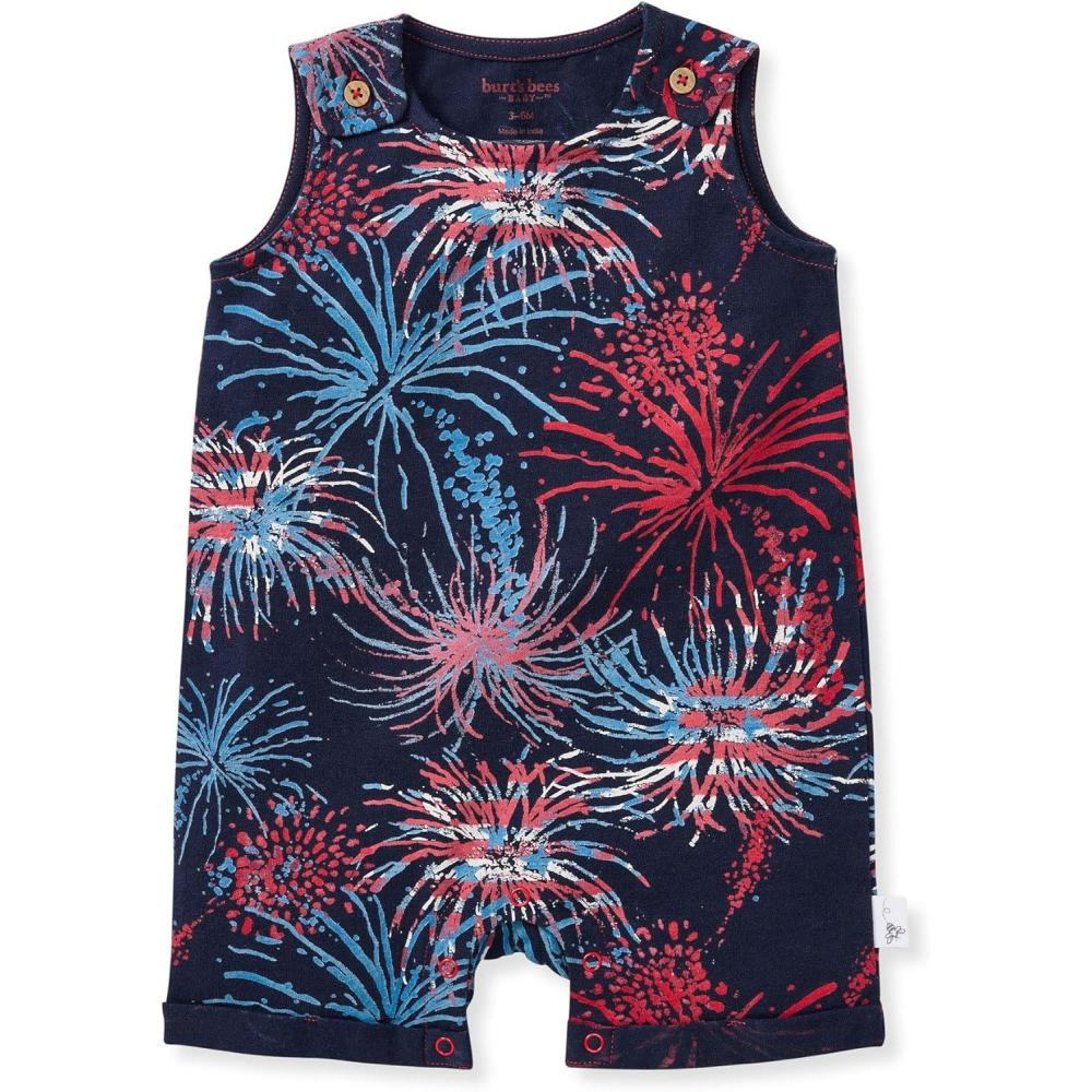 imageBurts Bees Baby babyboys Sleeveless Romper 100 Organic Cotton Onepiece Romper SuitCelebrate America